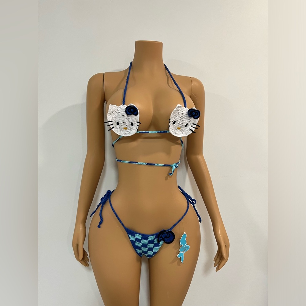 Crochet hello kitty bikini Blue